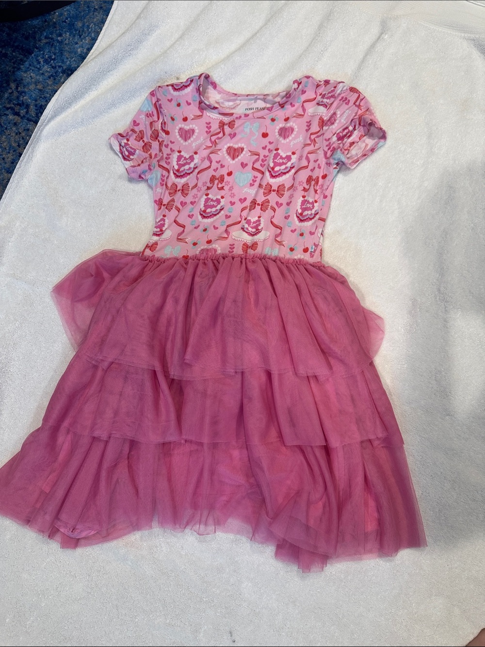 Posh Peanut Pink Heart & Cake Tiered Tulle Dress
